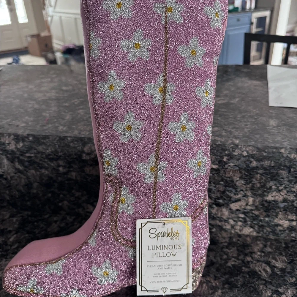 Pink Floral Boot Shaped Pillow - Picture 5 of 6